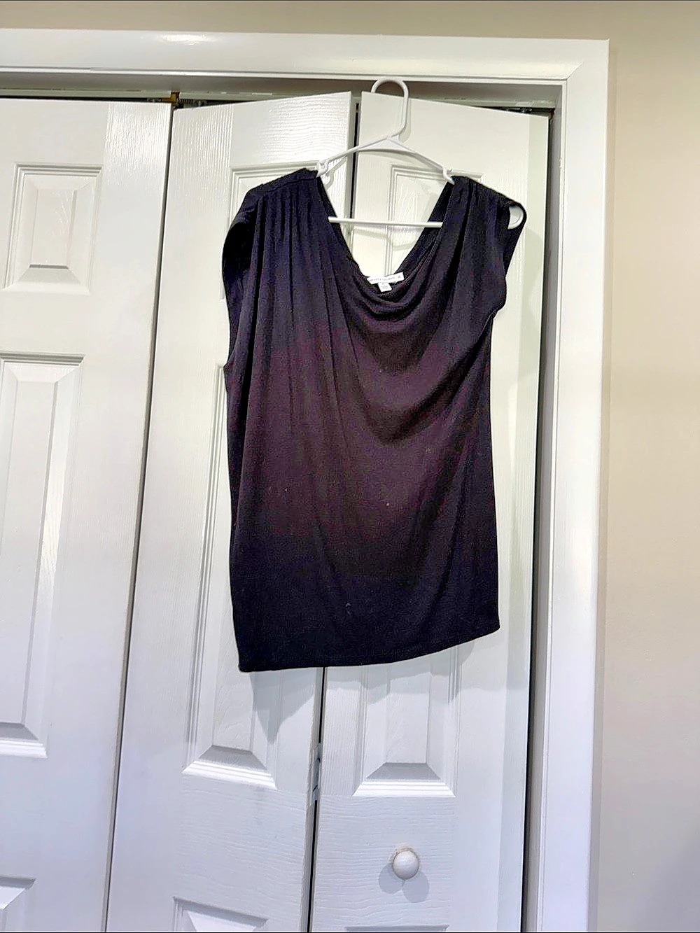 Black Draped Neck Tank Top